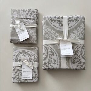 NWT Pottery Barn Lena Medallion Green Multi Full/Queen Duvet & 2 Euro Shams Set